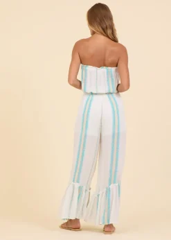 Bandeau Turquoise Stripe Jumpsuit