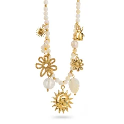 Beaded Multi Charm Sun Necklace