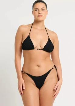Beaded Side Tie Vista Brief in Black Tiger