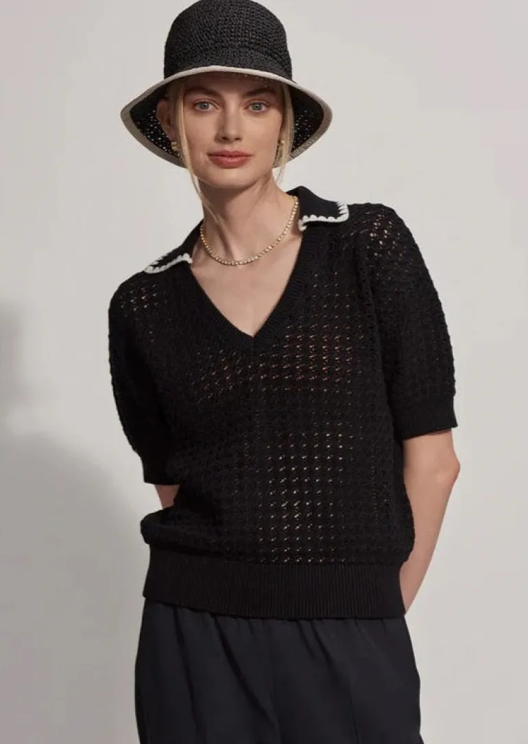 Black V Neck Polo Monte