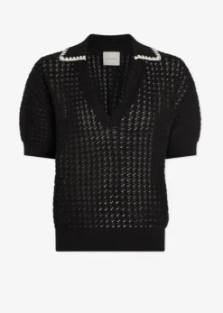 Black V Neck Polo Monte