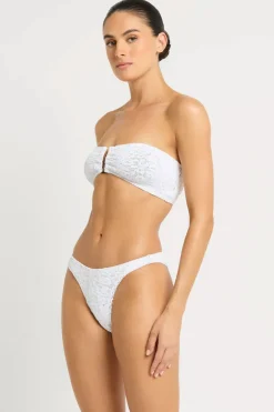 Blake Bandeau Bikini Top in White Optic Leopard