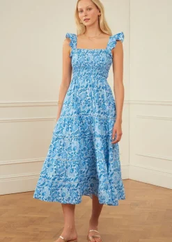 Block Print Jessica Dress in Azure