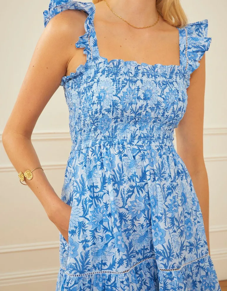 Block Print Jessica Dress in Azure