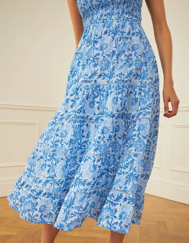 Block Print Jessica Dress in Azure