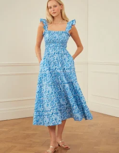 Block Print Jessica Dress in Azure