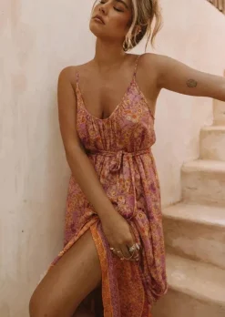 Cha Cha Village Strappy Maxi Dress in Sunrise