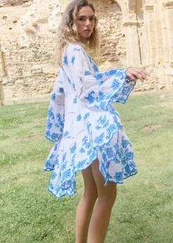 Crete Mini Embroidered Dress with Long Sleeves