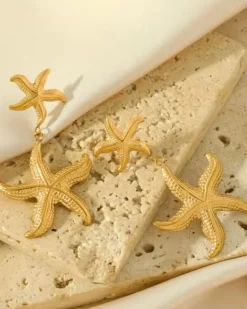 Double Starfish Pendant Earrings