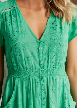 Emerald Embroidered Carmen Maxi Dress