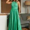 Emerald Embroidered Endless Summer Maxi Dress