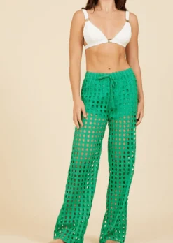 Eyelet Beach Pant in Seafoam Green