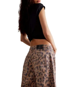 Good Luck Faded Print Barrel Jeans