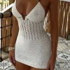 Halter Neckline Crochet Mini Dress Milos
