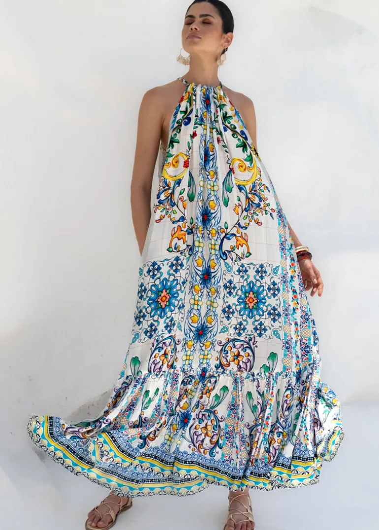 Halterneck Maxi Dress in Amalfi Print