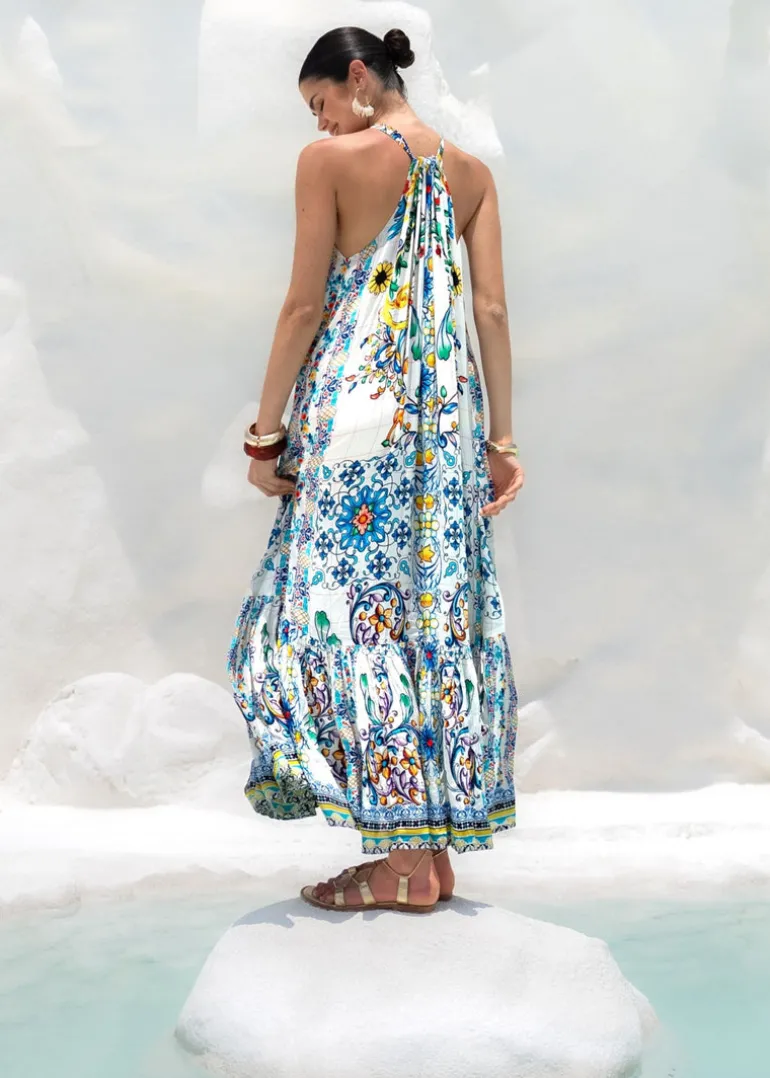 Halterneck Maxi Dress in Amalfi Print
