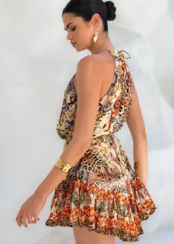Halterneck Mini Dress in Animal Print