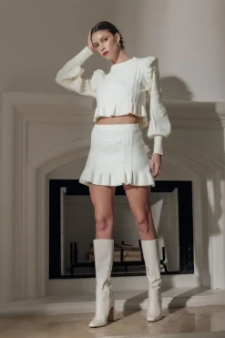 Knit Top and Skirt Set Lucia in Cream