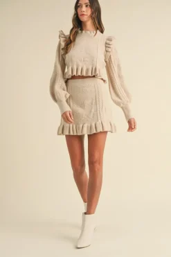 Knit Top and Skirt Set Lucia in Taupe