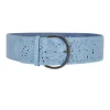 Laurel Embroidered Leather Belt in Chambray