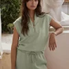 Loretta Half Zip Sleeveless Sweat in Snow Sage