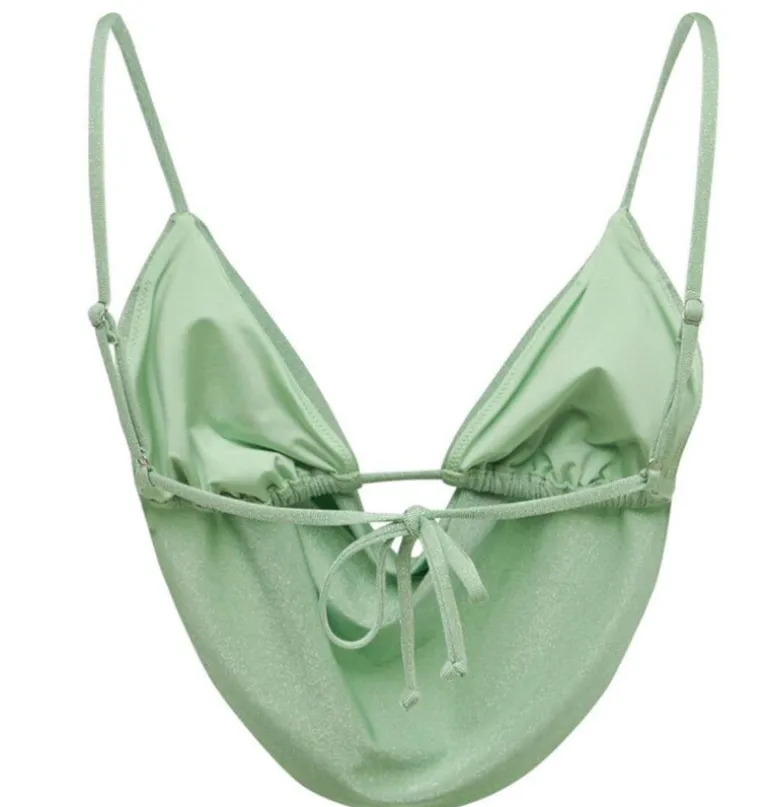 Mint Cowl Neck Glitter Bikini Top