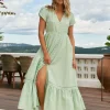 Mint Riviera Embroidered Carmen Maxi Dress