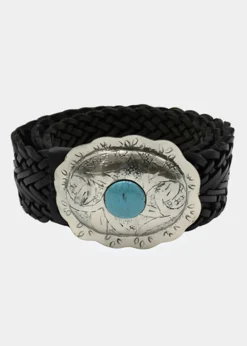 Miss June Black Leather Buckle Belt Janna