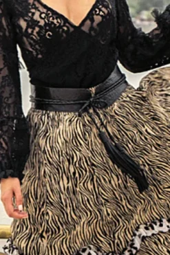 Miss June Leather Waist Belt with Tassel Ties