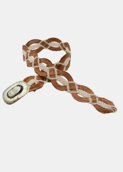 Miss June Tan Leather Buckle Belt Helicia