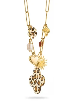 Multi Gold and Resin Charm Pendant Necklace