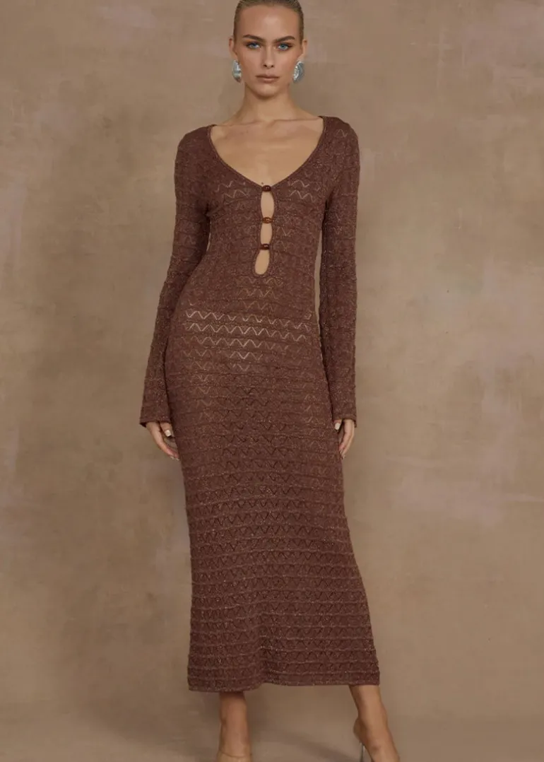 Nya Knit Midi Dress in Espresso