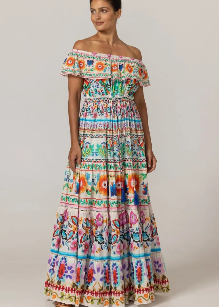 Off Shoulder Maxi Print Dress Yalla