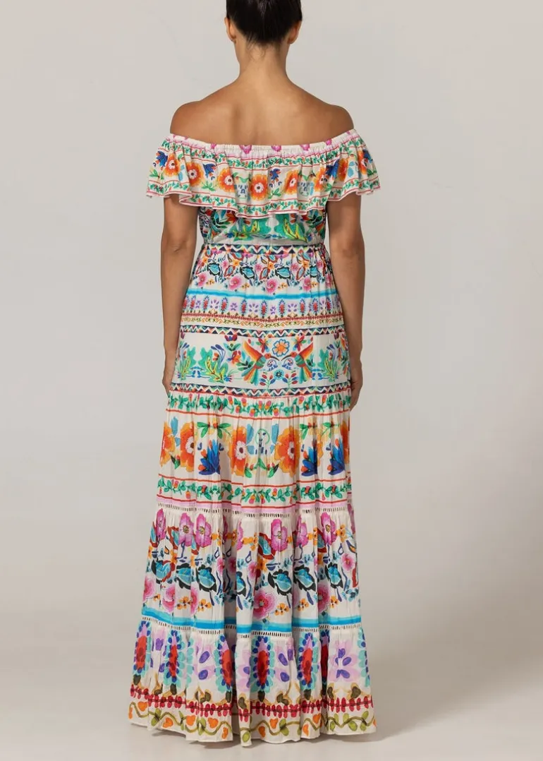 Off Shoulder Maxi Print Dress Yalla
