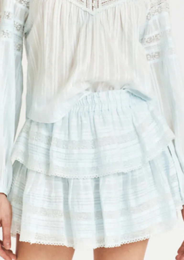 Ruffle Mini Skirt in Light Blue Hand Dye