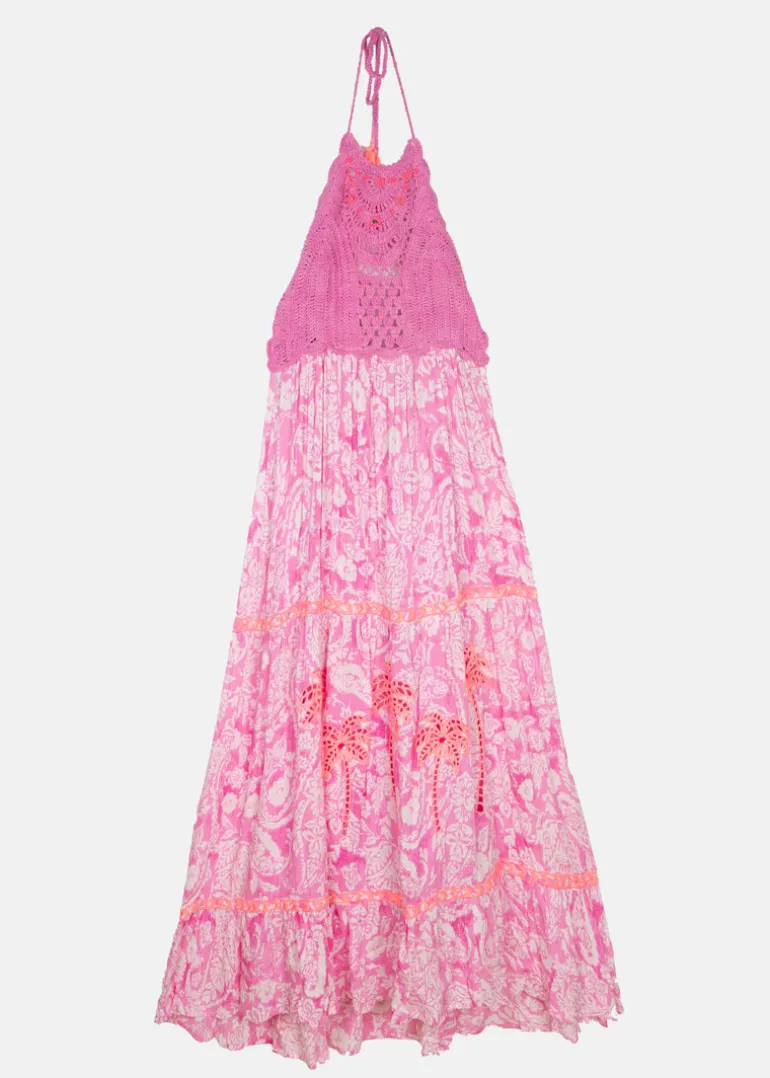 Sahara Pink Crochet Maxi Dress