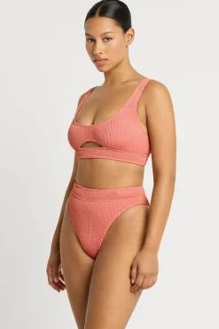 Sasha Bikini Top in Coral Lurex