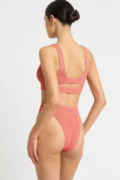 Sasha Bikini Top in Coral Lurex