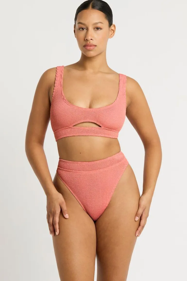 Sasha Bikini Top in Coral Lurex