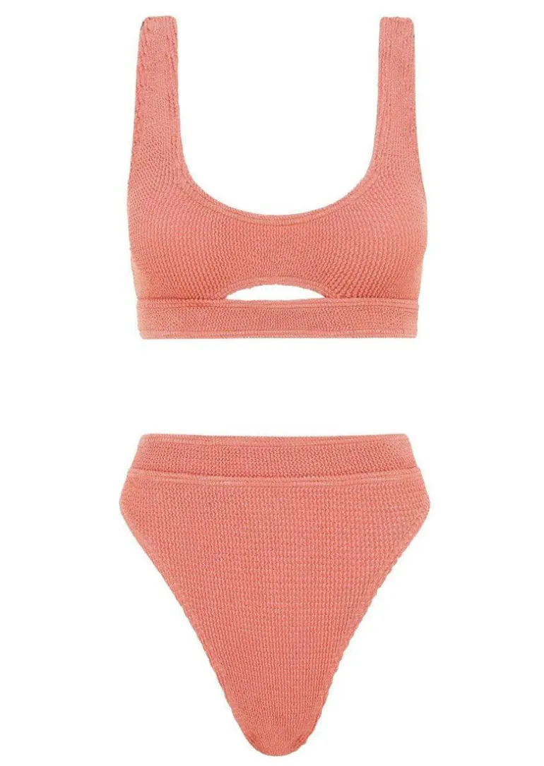 Sasha Bikini Top in Coral Lurex
