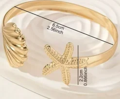Starfish and Shell Cuff Bracelet
