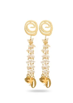 Stone Beads Tassel Earrings