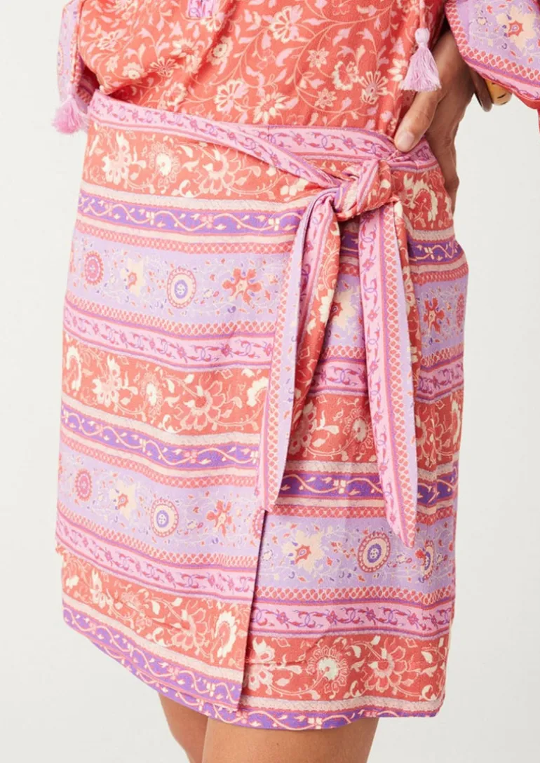 Sunshine Bandit Wrap Mini Skirt Cayenne