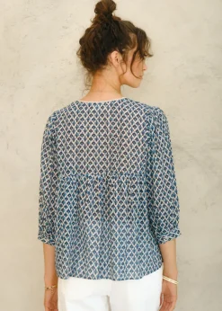 Viti Print Gathered Top