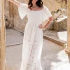White Broderie Anglaise Maxi Dress Sicily