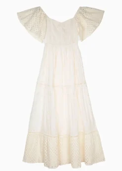 White Broderie Anglaise Maxi Dress Sicily