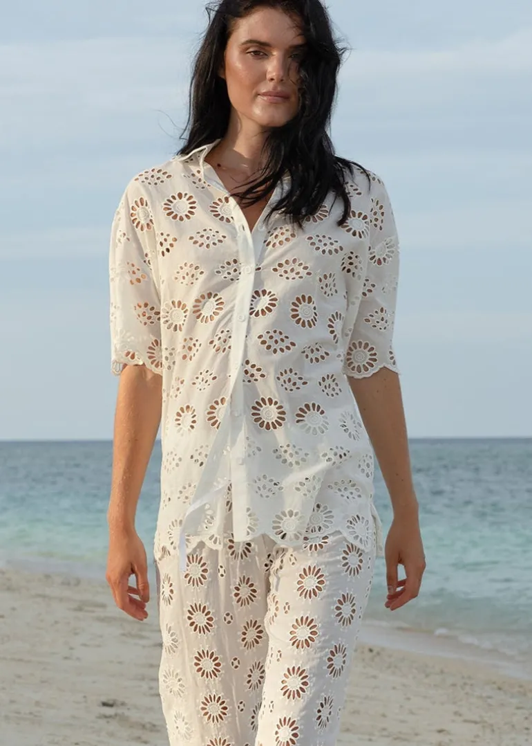 White Broderie Anglaise Shirt Mira