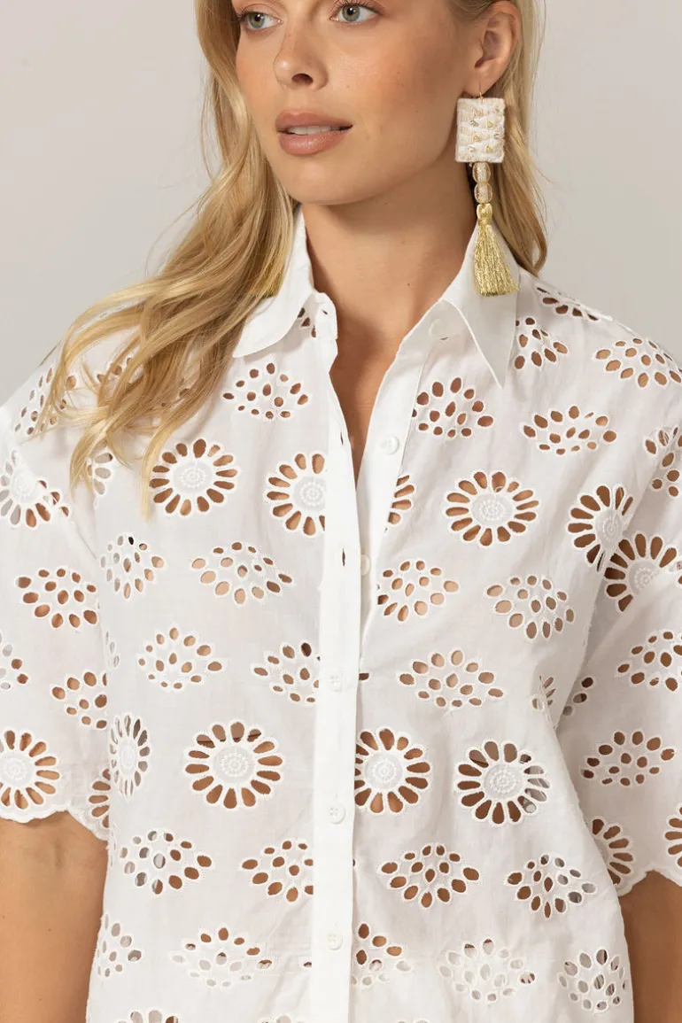 White Broderie Anglaise Shirt Mira