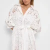 White Cotton eyelet Shirt Dress Florine