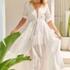 White Embroidered Maxi Dress Tessa